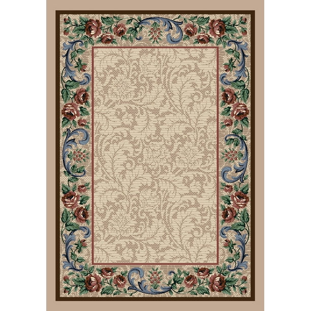 10'9 x 13'2 Milliken Innovations Collection Rose Damask Rectangle Area Rug Pearl Mist 